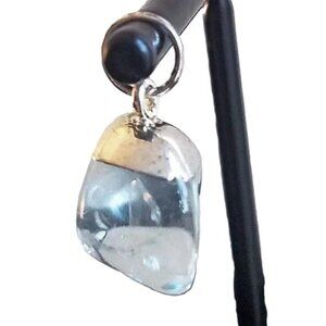 AQUA QUARTZ Charm pendant abstract CUBE pendant 10 x 20 mm boho avant garde NEW